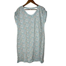 Talbots Light Blue Floral Short Sleeve Beach Dress Size Medium