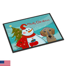Caroline's Treasures BB1853JMAT Snowman with Wirehaired Dachshund Doormat 24x36