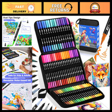 72 Colors Dual Brush Tip Coloring Markers - Watercolor Fine Point Art Pens for D