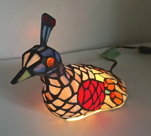Tiffany Style Stained Glass Peacock Lamp *Great Condition* *Vintage*