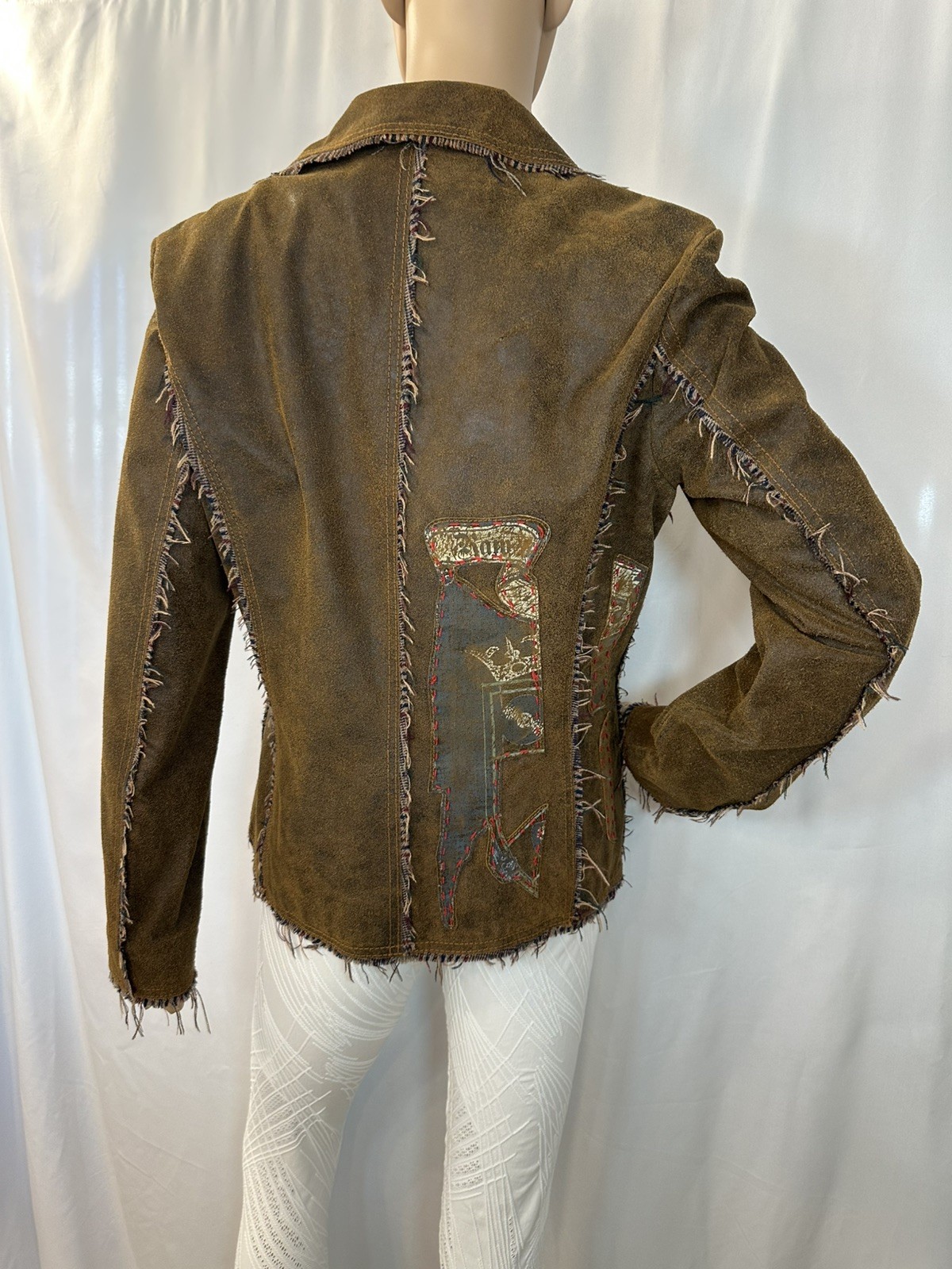 RAW Distressed Leather Blazer Patchwork Design Ra… - image 5