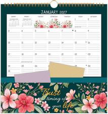 2027 Calendar - 2027 Wall Calendar with Pockets, 11.2" X 11.2", 2027 Wall Calend