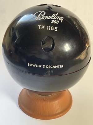 BOWLING BALL MID CENTURY HIDDEN BAR, BOWLING 300 TK1165,BOWLER'S DECANTER