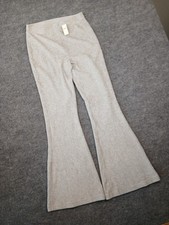 Aerie Groove On Ribbed High Waisted Velour Flare Pant Light Gray M regular