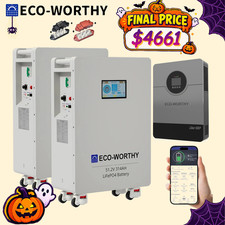 ECO-WORTHY 32.15kWh 2Pack 48V 314Ah Battery 10kW 48V Solar Inverter For Home