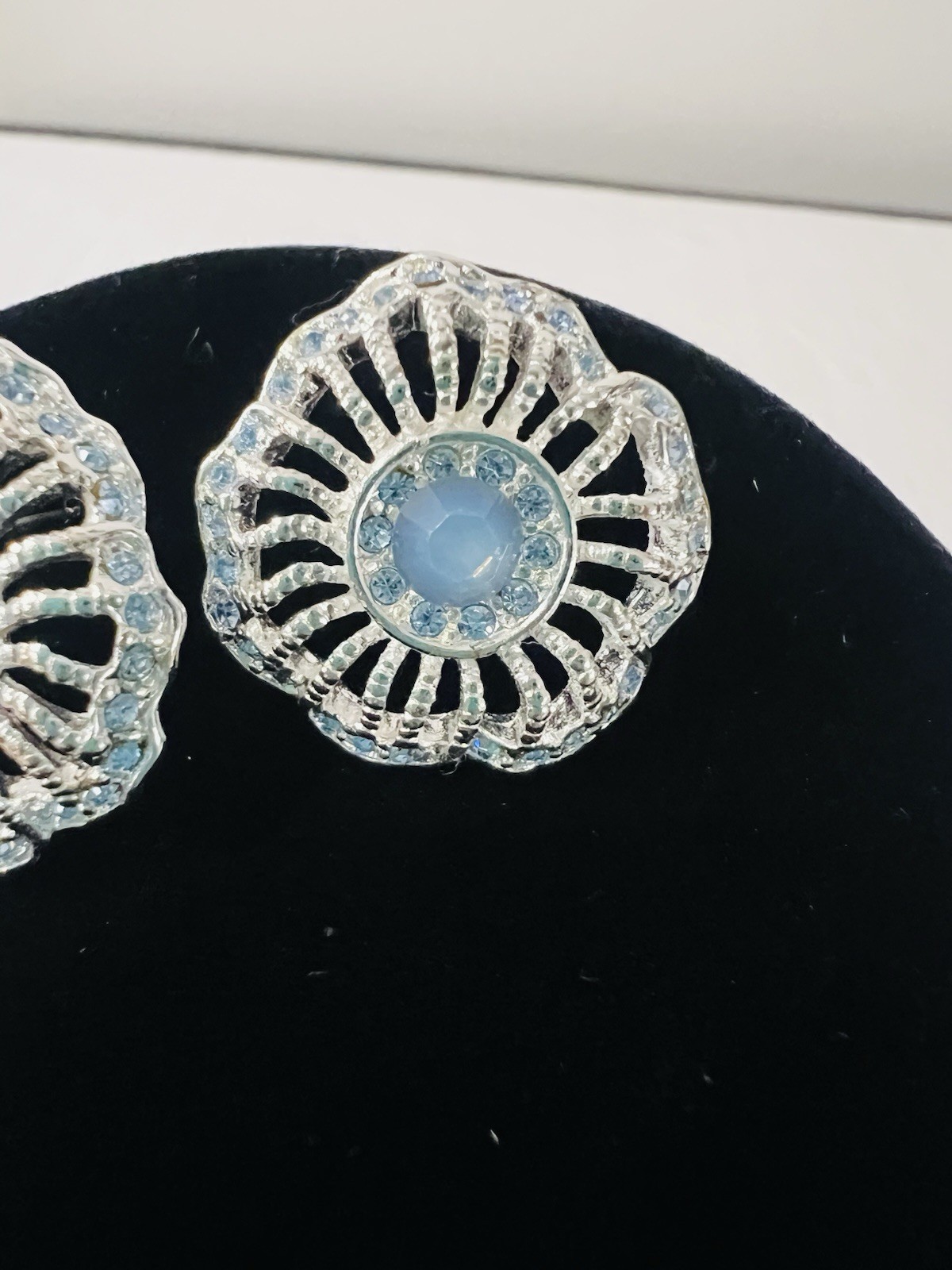 Givenchy Signed Round Blue Stud Crystal Pierced E… - image 6