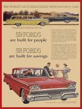 1959 Ford Custom 300 Galaxie Club Victoria Country Wagon New Metal Sign 9x12