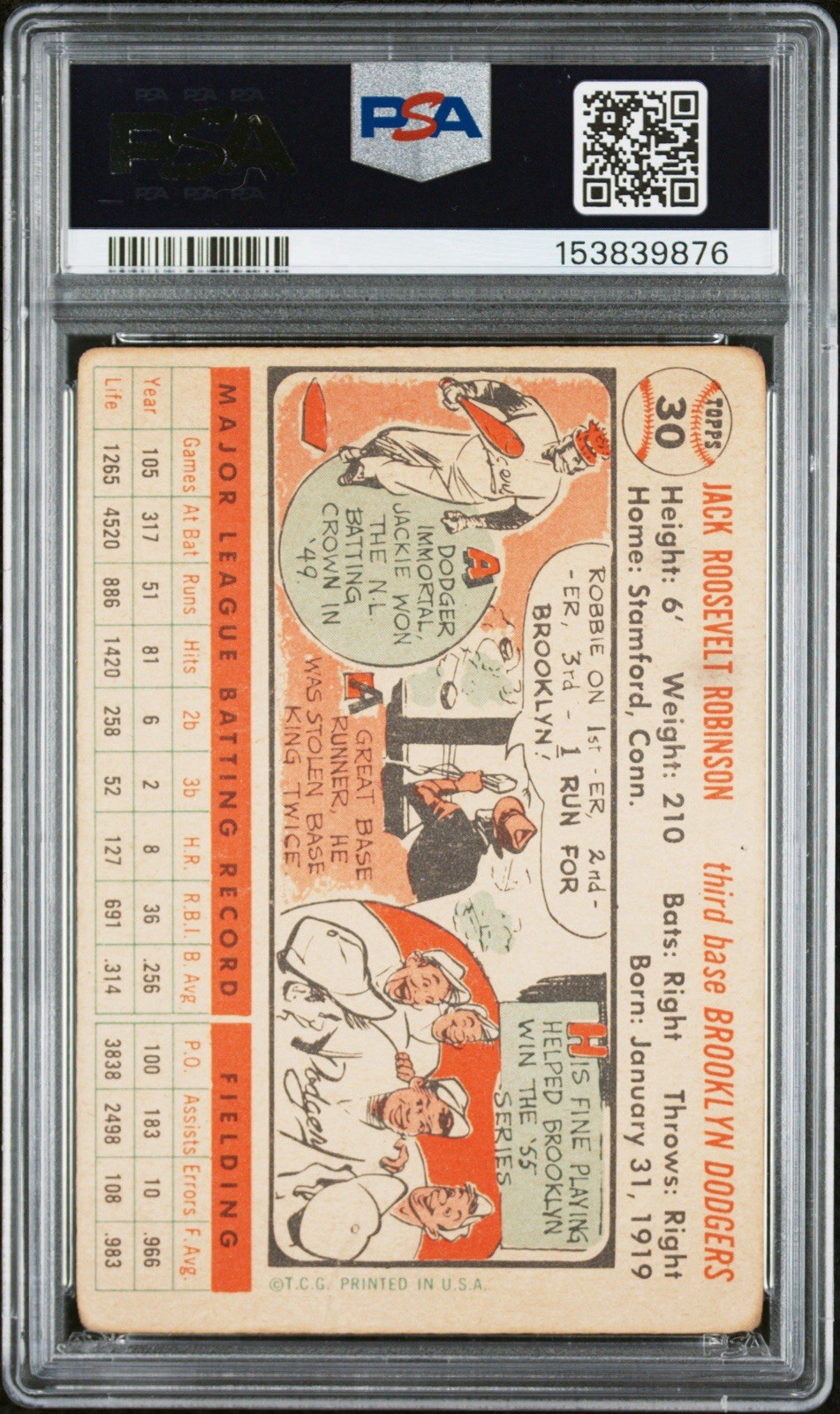 JACKIE ROBINSON 1956 TOPPS PSA 1 ! *NEW CERT. ! *ICONIC LAST PLAYING DAYS JACKIE view 2