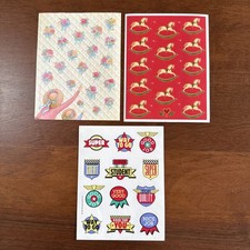 Vintage HALLMARK Brand 3 x STICKERS SHEET Vintage 80's 1989 Htf Rare