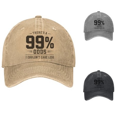 99 Odds I Couldnt Care Less Baseball Cap Funny Adjustable Hat