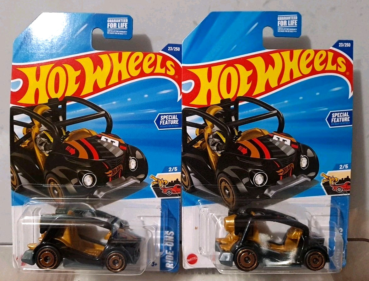 NEW LOT OF 2 - 2025 HOT WHEELS KICK KART RACING GO CART HW RIDE-ONS BLACK 