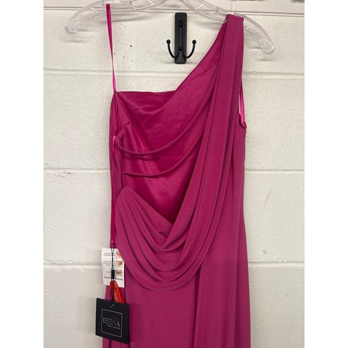 Robe longue neuve avec étiquette Mac Duggal taille 4 rose bonbon jersey une épaule dos drapé - Photo 8 sur 9