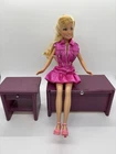 Vintage Handmade Wood Furniture Bench Trunk Stand Barbie (NI) 12” Doll Purple