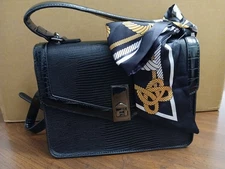 Aldo Landaeriell Black and Faux Snakeskin Handbag with matching Scraf New w Tag