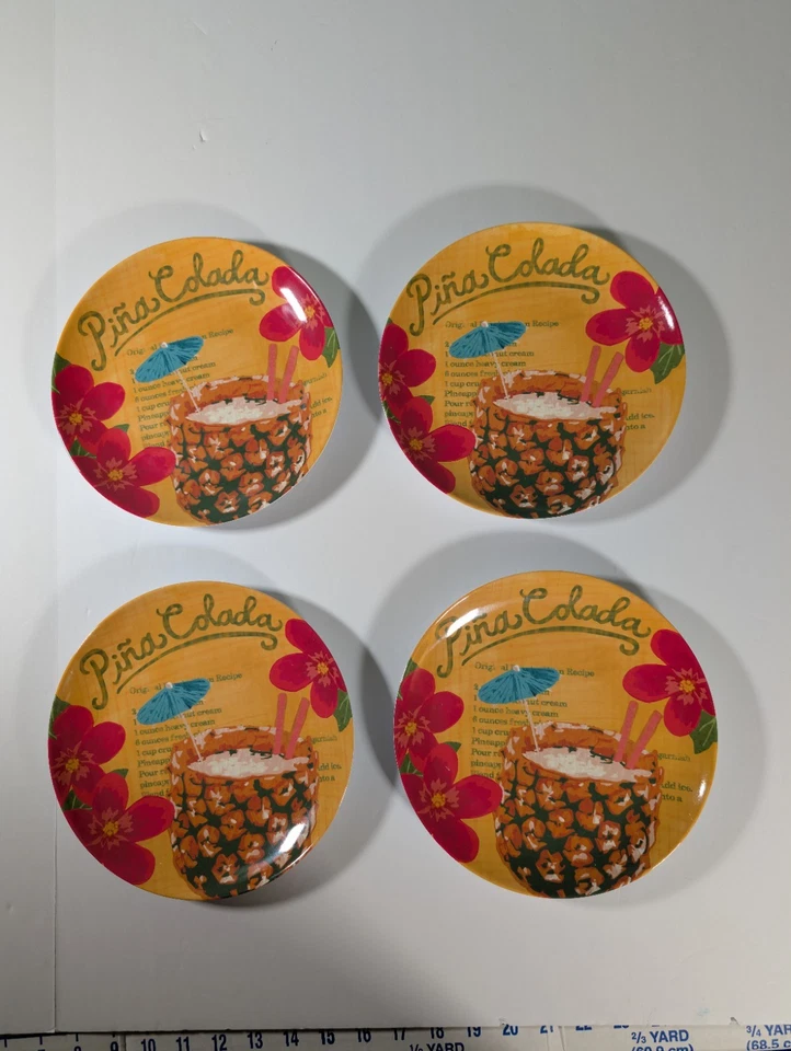 Tommy Bahama Floral Pina Colada Melamine 9 Piece Lot Summer Party Plates - Image 2 of 4