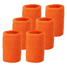 Wrist Sweatbands Sports Wristbands, 6 Pack 4" Orange