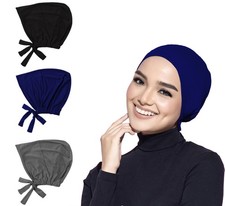 Under Scarf Hijab Cap for Women Muslim Inner Tie-Back Non-Slip Stretchy Soft