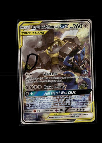 Lucario & Melmetal GX - SM192 Holo Promo Sun & Moon Promo Pokemon Damaged