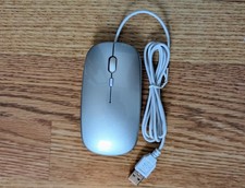 Wired-USB Optical Mouse 3-Button Scroll Wheel Silver/White New 