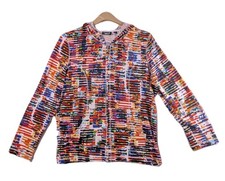 Onque Casuals Womens Large Embellished Multicolor Long Sleeve Full Zip Hoodie