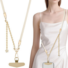 2-in-1 Phone Lanyard Crossbody, Metal Cell Phone Chain Detachable Wrist Strap, U