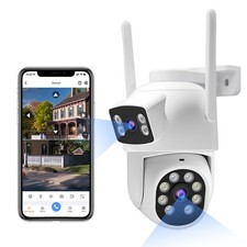 Dual-Lens Wireless Security Camera Outdoor, 2K HD 6MP View, Indoor WiFi Conne...