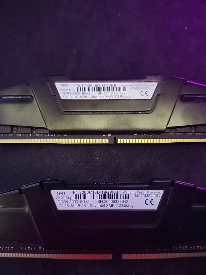 G. Skill V Series 2 Sticks of 8gbs (DDR4) Memory (F43200C16S16GVK  - Image 2 of 2