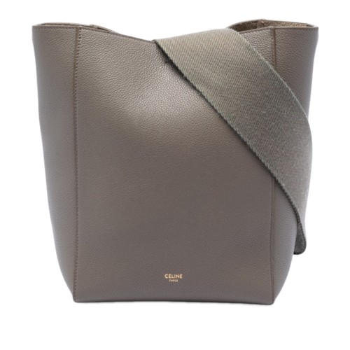 Celine Small Soft Grained Calfskin Seau Sangle Bucket Bag Pre-Loved Taupe