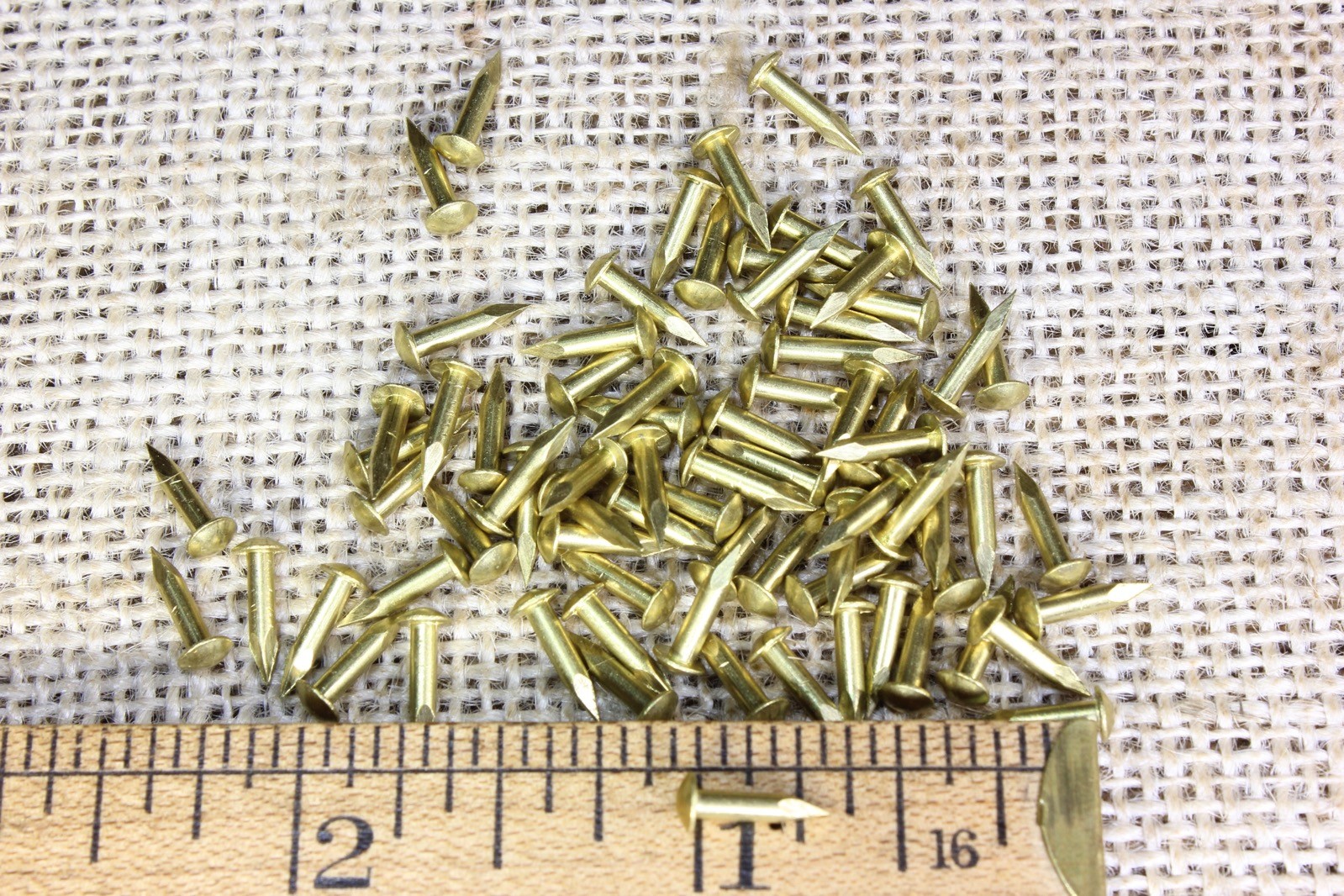 3/8” Solid Brass BRADS Escutcheon pins 50 NAILS large head #15 gauge USA made