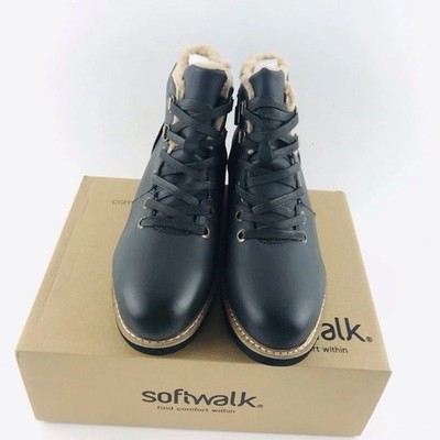 SoftWalk Charcoal Leather Boots SoftWalk Ankle Booties Faux Fur SoftWalk Shoes
