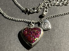 Club Justice Locket Glitter Heart Girls Necklace 16" with 3" ext.