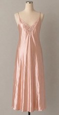Vintage Pink Rose Slip Dress with Lace   90s Lingerie Style Midi Nightgown