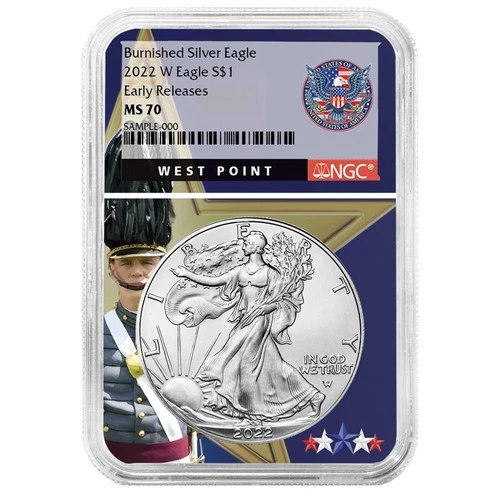 2022-W $1 1-oz Burnished American Silver Eagle NGC MS70 ER West Point Core