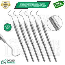 6 Pcs Explorer 23 Single Ended Shepherds Hook Probe Dental Instruments Set