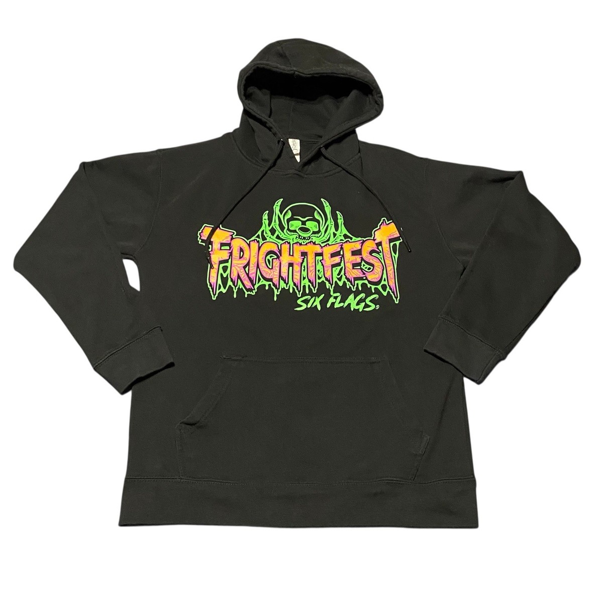 Six Flags Fright Fest Spiderella By Night Black Pullover Hoodie