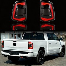 Smoked Black Led Sequential Tail Lights For 2019-2024 Dodge Ram 1500 Rear Lamps