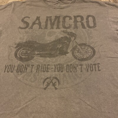 Samcro Sons of Anarchy Gray Short Sleeve Shirt Size Large Motorcycle Biker Skull