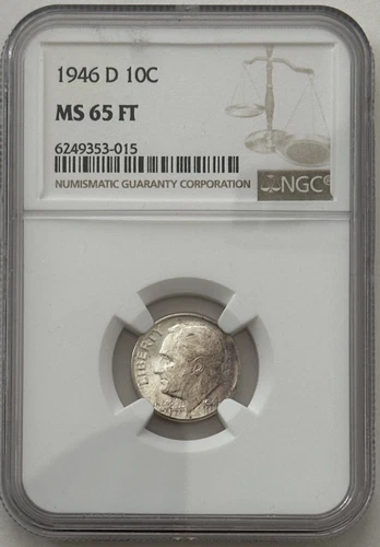 1946-D Roosevelt Dime, Mint State 10C, NGC MS65 FT