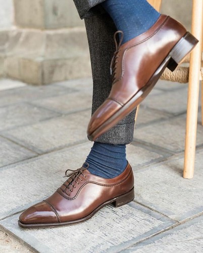 Handmade Brown Leather Oxfords Leather 
