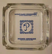 Vintage Acapulco Princess Glass Ashtray Pierre Marques Hotel & Golf Club, 3 3/4"