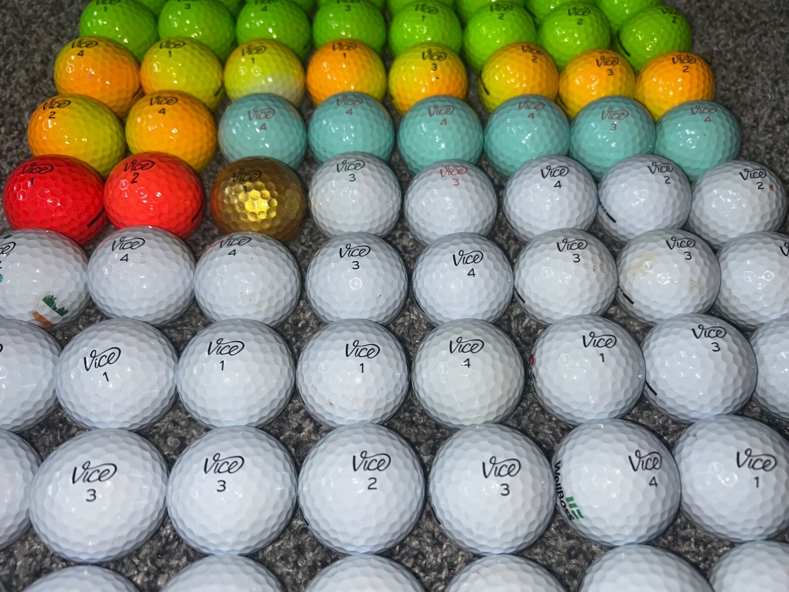 75 Vice Pro Plus/Soft Color Used Golf Balls 4A/5A Mix (Near Mint and