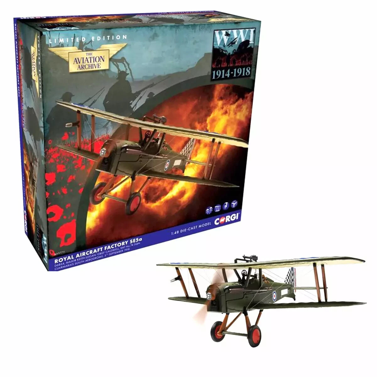 Avion de collection SE5a RAF Corgi CRG-AA37711 miniature d'exception en métal