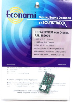 HO Scale SoundTraxx 882006 Econami ECO-21PNEM  DCC Sound Decoder