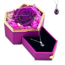 Eternal Rose,Dried Flower Gift Box With Necklace,Rosas Eternas,Preserved Rose...