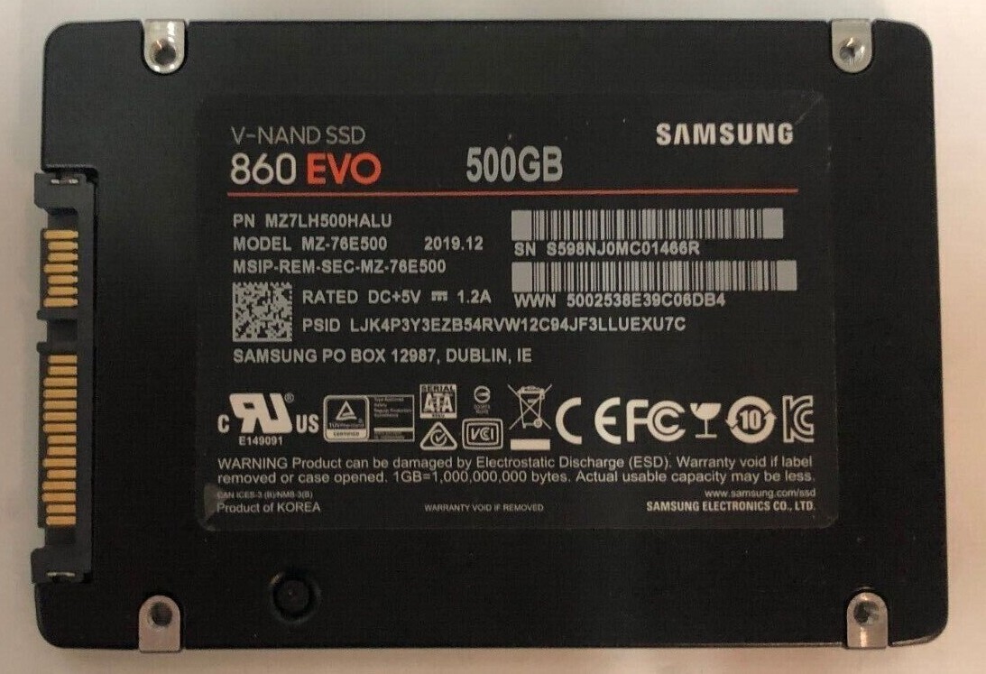 Samsung 860 EVO　MZ-76E500　500GB　8196H Samsung 860 EVO 500GB 2.5