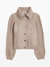 Nwt Etcetera Driftwood Sweater Knit & Twill Long Sleeve Button Front Jacket, Xs