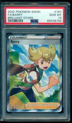 barry trainer pokemon card 167/172 Ultra Rare (SWSH Brilliant Stars) + 1x TitanCards Toploader Toys Draw 3 cards. Barry Holo Pokemon Trainer Card