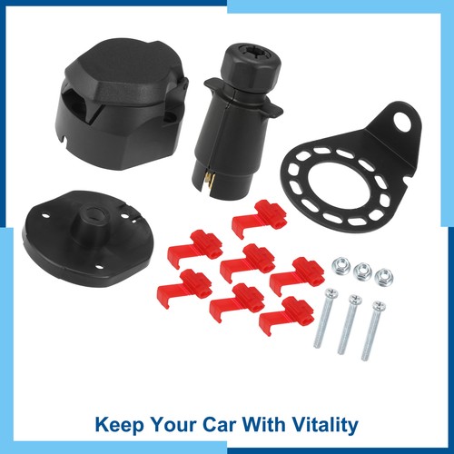 Universal 7 Pin Trailer Socket Kit w/Socket Plug Bracket Gasket Break ...