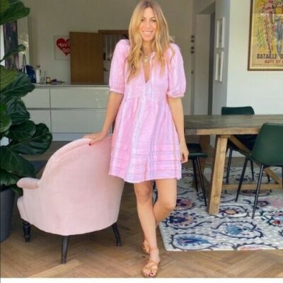 chinese dress ladies Dusty Rose Boots Cotton Linen Dress / Matching Bow 14/16 main image 0