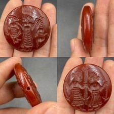 Beautiful rare ancient Roman agate carnelian with unique intaglio bead